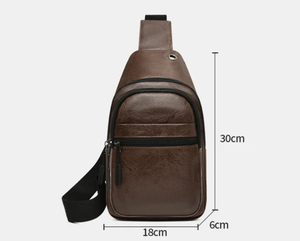 Bolso de pecho minimalista para hombre, bolso de hombro, cierre de cremallera de cuero sintético, 30 cm x 18 cm x 6 cm, impermeable, uso diario - Product Image 1
