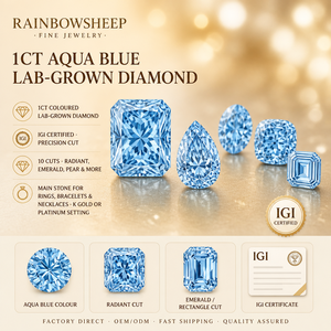 Diamant de laboratoire bleu fantaisie de 1 carat, certifié IGI, HPHT, diamant en vrac, vente en gros, pour bague, bracelet, collier, pierre principale, Rainbowsheep - Product Image 1