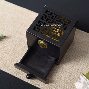 Quemador de incienso de madera negra de forma cuadrada, soporte decorativo hecho a mano para Barra de Aroma para meditación y uso de fragancia en el hogar - Product Image 5