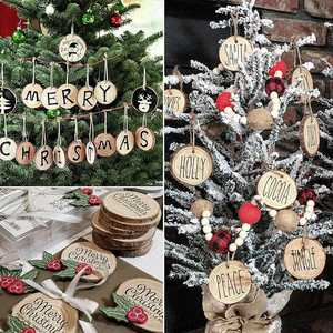 32 fai da te decorazioni natalizie artigianato 10cm legno naturale sottobicchieri tavolo protezione per feste-festa stoviglie e decorazioni - Product Image 3