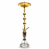 Chichas égyptiennes de luxe laquées Farida en laiton massif, trois niveaux (Triple Warda), mini, profondes, entièrement gravées à la main, ensemble complet haut de gamme pour fumer