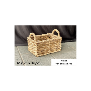 Elegante caja de cesta de almacenamiento de jacinto de agua tejida a mano de estilo Vintage, artesanía hecha a mano ecológica de Vietnam - Product Image 1