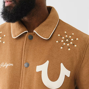 Veste bomber varsity pour homme en gros 2025, col montant fin, avec patchs en chenille, design de baseball personnalisé, haute qualité - Product Image 4