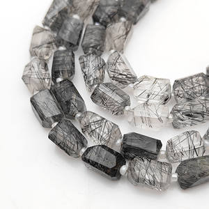 ลูกปัดรูไทล์ดำทรงนักเก็ตขนาด 10-12 มม. ลูกปัดรูไทล์ดำทรงนักเก็ตเจียระไนเป็นรูปทรง  ร้อยเป็นเส้นสำหรับทำเครื่องประดับแบบแฮนด์เมด จำนวน 18-20 เม็ด ความยาว 8 นิ้ว - Product Image 2