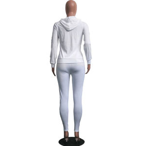 ชุดวอร์มลำลองผู้หญิงน้ำหนักเบา, ชุด2ชิ้นเสื้อยืดแขนสั้นพิมพ์ลาย2ชิ้นสำหรับฤดูหนาว - Product Image 3