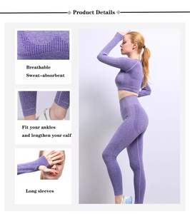 Conjunto Deportivo de Cinco Piezas para Mujer, Ropa Deportiva para Gimnasio, Yoga y Fitness, Top Corto de Manga Larga, Sujetador Deportivo, Leggings de Cintura Alta, Pantalones Cortos - Product Image 2