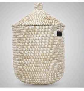 <b>Large</b> Handmade Seagrass Decorative Storage Basket with <b>Ring</b> Handles Woven Organizer for Kids' Storage - Product Image 1