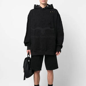 Sudaderas con capucha desgastadas de color sólido para hombre más vendidas Patrón 3D personalizado Técnicas de hojaldre Grueso Invierno con capucha Liso teñido - Product Image 2