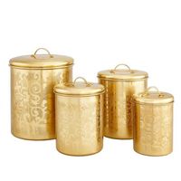Juego de 4 Recipientes Herméticos de Vidrio con Tapa de Hierro Estándar para Almacenar Alimentos, Té, Café, Azúcar, Harina, Regalos, en Caja