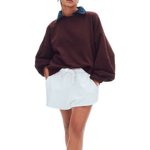 Sweat à capuche Vintage pour femmes mode sweat surdimensionné haute qualité coton broderie sweats à capuche 100% coton dames haut court OEM - Product Image 3