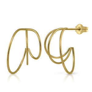 Pendientes de Oro a la moda Tr, aro, tres aros, chapado en oro rodio, 14K, 18K, oro rosa, patrón geométrico, diamante, circón principal para regalo - Product Image 1