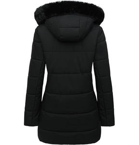 Manteau d'hiver ample et oversize pour femme, veste matelassée à col roulé, capuche, séchage rapide, respirant, tissé uni, teinture unie, devant - Product Image 2