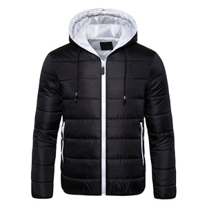 Custom Mens Puffer Jacket Hooded Winter Warm <b>Quilted</b> Coat Windproof Water Resistant Outdoor Zipper 100% Streamline - Product Image 1