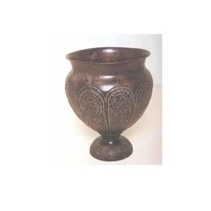 METAL <b>VASE</b> WITH HAMMERED DECORATIVE HAMMERED FLOWER <b>VASE</b> IRON METAL PLANTER WITH ETCHING DESIGN METAL FLOWER <b>VASES</b> - Product Image 1