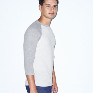 Ultrasoft White & Heather Grey Baseball Raglan: Camiseta ajustada ligera 50% Algodón 50% poliéster, 200 gsm, manga 3/4 - Product Image 2