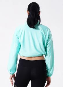 Venta al por mayor mujeres Zipper Top Sea Green Color 100% algodón sudaderas con capucha logotipo personalizado mujeres sudaderas recortadas para las mujeres - Product Image 3