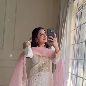 Fancy Readymade Wedding Wear Faux Georgette Heavy Sequence & Thread Embroidery Work Top and Sharara With <b>Organza</b> <b>Silk</b> Dupatta - Product Image 1