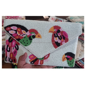 Sacs à main de soirée élégants en perles de style bohème pour femmes, fabriqués à la main en Inde, sacs à bandoulière pour le shopping et les fêtes, sacs messagers bohèmes - Product Image 5