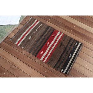 Petit tapis vintage 1,7 x 2,8 pieds, tapis turc, tapis Kilim marron à motifs géométriques - Product Image 2