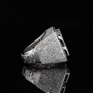 8.00 carats glacé personnalisé VVS Moissanite taille ronde diamant Hip Hop bague de fiançailles pour hommes en argent sterling 925 - Product Image 4