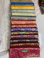 Tissu brodé floral à carreaux en jacquard brocart non tissé, doux, respirant, antistatique, poids moyen, pour filles et garçons, style indien