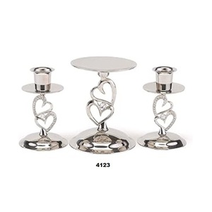 Sparkling Love <b>Set</b> <b>Candle</b> Stands, 4-Inch, Nickel-Plated, 3 Count <b>Candle</b> Holder Ideal for Wedding <b>Gift</b> Anniversary Dining Decor - Product Image 1