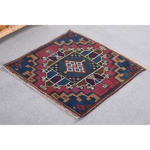 พรมตุรกีโบราณดีไซน์คลาสสิกสีแดงสีดำเย็บปะติดปะต่อกันขนสัตว์ถักแบบแบน1.7x1.9ฟุตเป็นมิตรกับสิ่งแวดล้อมห้องรับประทานอาหารสไตล์โบโฮ - Product Image 3