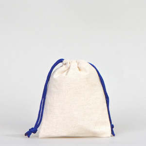 Dark Blue Cotton <b>Drawstring</b> <b>Pouch</b> for Packaging 4 W X 5 H-Screen Printing with Custom Logo for Jewelry Food Gifts - Product Image 1