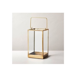 Productos de buena calidad, linterna de vela de pilar de Metal y cristal cuadrada portátil decorativa artesanal para decoración del hogar del banquete de boda - Product Image 2