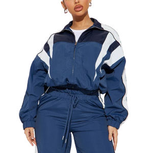 Chándal cortavientos informal para mujer, conjunto de 2 piezas, parte superior con cremallera y cintura elástica, conjunto de chándal cortavientos para mujer, alta calidad - Product Image 1