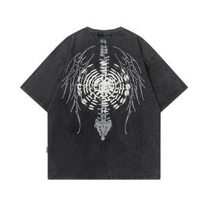 เสื้อยืดผ้าฝ้ายสีดำถักแบบหนัก250gsm กำหนดเองเสื้อยืดผ้าฝ้าย100% ดีไซน์ซุปเปอร์พิมพ์ลายตัวละคร3D - Product Image 1