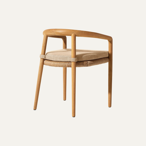 Arc Rope Teak Outdoor Dining <b>Chair</b> with Solid Teak <b>Wood</b> and Handwoven Rope Tropical Design for Villa & <b>Garden</b> Patio - Product Image 4