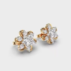Boucles d'oreilles en diamant Moissanite pervenche Style religieux Goujons de mode de mariage - Product Image 1
