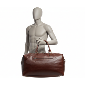 Luxury Men’s Genuine Leather Duffel Travel Bag Weekender Gym Bag with Custom Logo OEM ODM Supplier Luxury PU Zipper Duffel Bag - Product Image 1