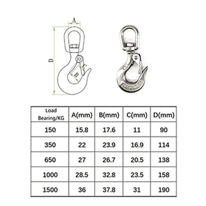 Nhiệm vụ nặng nề thép không gỉ mắt trượt móc xoay xoay nâng clevis Chuỗi móc với chốt an toàn 304 không gỉ xoay móc - Product Image 6