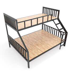 Rubber <b>Wood</b> & Iron Frame <b>Bunk</b> <b>Bed</b> 160x200x160cm <b>Wood</b> Style Solid Design Industrial Extendable & Storage GT003 - Product Image 3