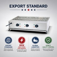 Barbecue Électrique Commercial Sans Fumée 8kW de Comptoir pour Steaks, Brochettes, Saucisses, Cuisine de Restaurant