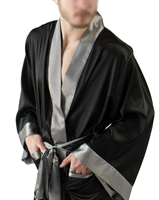 Batas de satén de seda Sexy de talla grande personalizadas 2025, conjunto de pantalones cortos, ropa de salón, ropa de noche larga, ropa de dormir para hombre, bata de baño