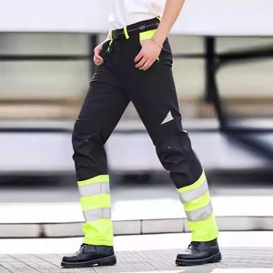 Autumn Casual Reflective Mid <b>Pants</b> Men Work Multi Pockets <b>Hi</b> <b>Vis</b> High Visibility Work Wear Road Construction Safety Trousers - Product Image 6