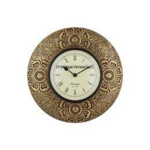 White Color Powder Coated And High Grade Gold Plated Top Quality Metal Made Round Shape Elegant Look Round Shape Wall <b>Clock</b> - Product Image 4