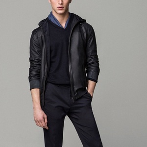 แจ็กเก็ตหนังสำหรับผู้ชายเสื้อแจ็กเก็ตหนังบุนวมที่แข็งแรงมีซิปด้านใน - Product Image 6
