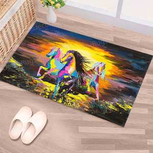 Alfombra Estampada con Pintura de Caballo Corriendo - Alfombra Decorativa Única para Amantes de los Caballos, Alfombra Suave No Tejida - Product Image 1