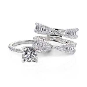 Jeulia Inset Double Bowknot <b>Puzzle</b> <b>Ring</b> Set 2Pcs Fashion Jewelry - Product Image 4