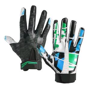 Gants de football américain pour adultes, best-seller en gros, légers, respirants, en cuir, paume adhérente, ajustables, doigts entiers, crochet - Product Image 5