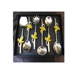 Juego de cubiertos de ensalada de latón y acero inoxidable con diseño de pájaro de 8 con esmalte para el hogar, juegos de cubiertos de Metal de tamaño personalizado para servir ensaladas - Product Image 5