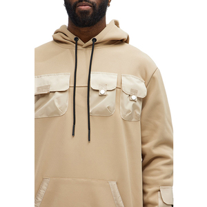 High Quality Patchwork <b>Oversized</b> Drawstring Hoodie Wide Leg <b>Pant</b> Set <b>Cargo</b> Multi Pocket Man Hoodie - Product Image 4