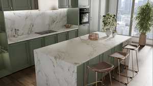 Hatra Printed Quartz Slab Kitchen Countertop <b>Vanity</b> Top 2cm 3cm Polished For Commercial Interior Construction Projects - Product Image 3