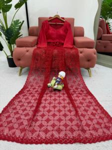 Venta al por mayor Soft Net Saree Benglori blusa de seda hilo y lentejuelas tela DE TRABAJO Combo Highlights materiales Premium - Product Image 2