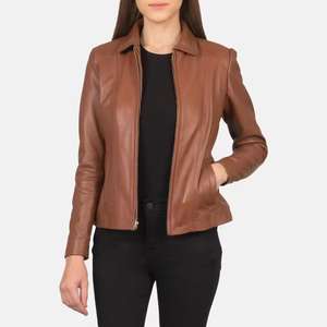 Nuevas chaquetas de moda para mujer, chaqueta clásica de piel de cordero auténtica para mujer, chaquetas de motorista ajustadas - Product Image 3