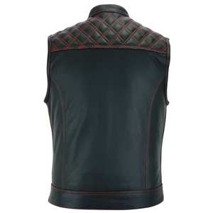 Gilet en cuir personnalisé de haute qualité point de diamant vente en gros Service de fabrication professionnelle OEM - Product Image 2